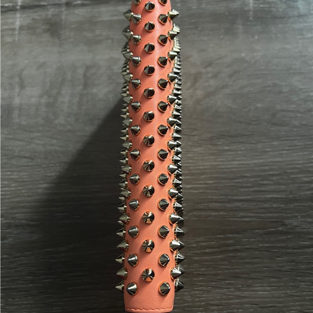 Christian Louboutin Pink Leather Studded Long Wallet Panettone - Picture 7 of 12